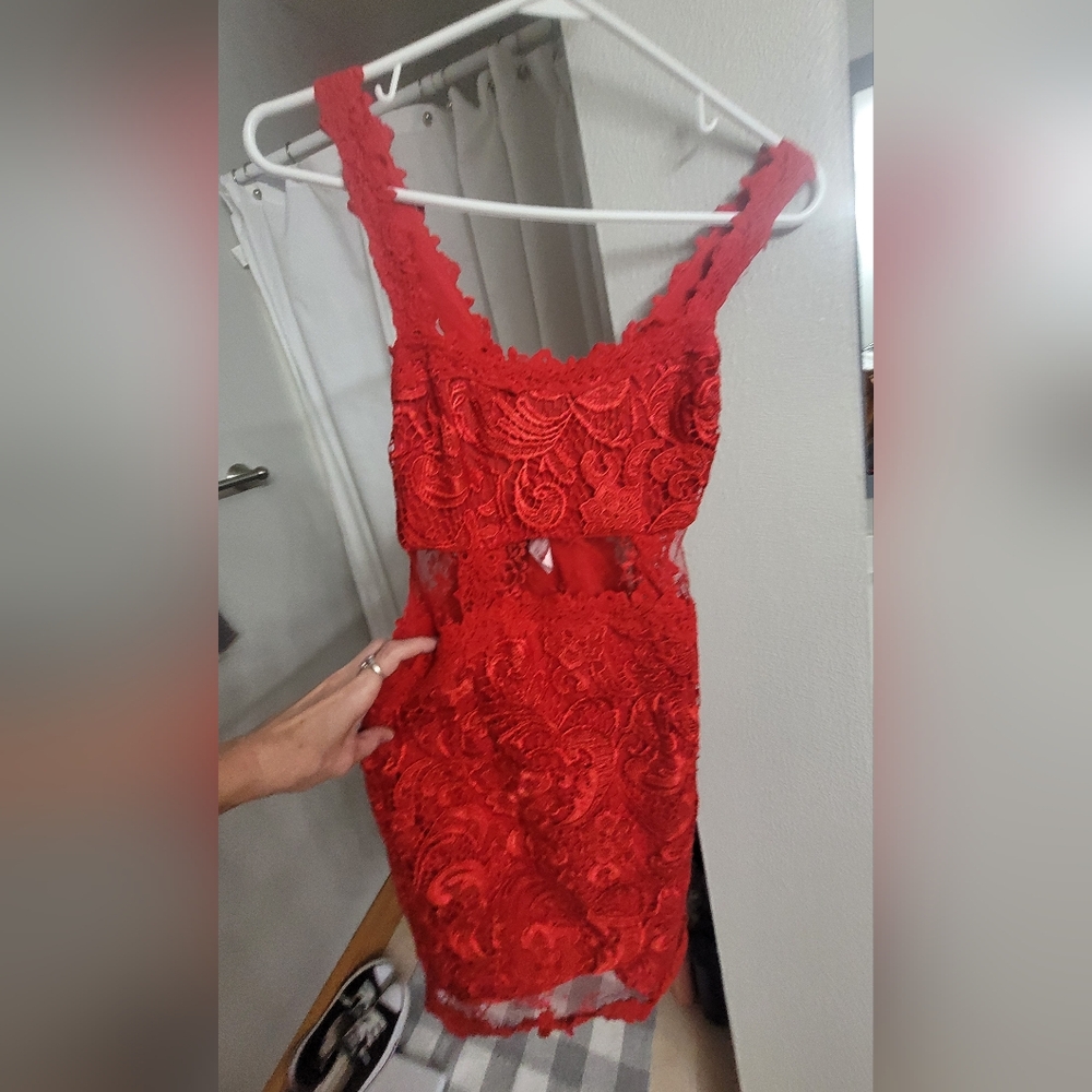 Elegant Red Lace Dress Size 2